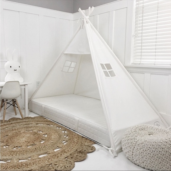 White play Teepee twin Bed Canopy canvas Cotton. - Picture 7 of 9